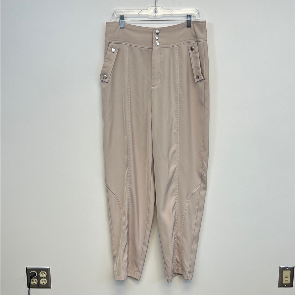 Nasty Gal  Women’s Cream / Light tan pants with silver hardware size 10